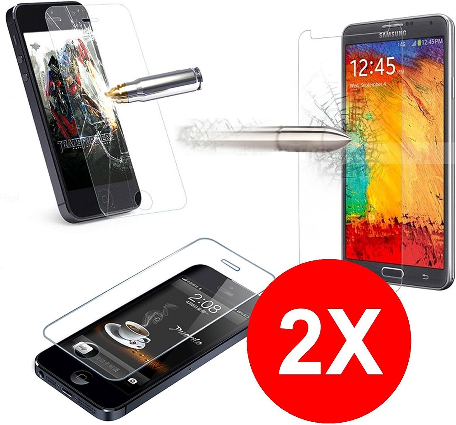 TBOC® 2X Tempered Glass Screen Protector for ZTE Blade A512 (Two Units) Ultra Slim Thickness 0.3mm. Premium Clear Crystal Ultra Resistant 9H Hardness Anti-shatter Film