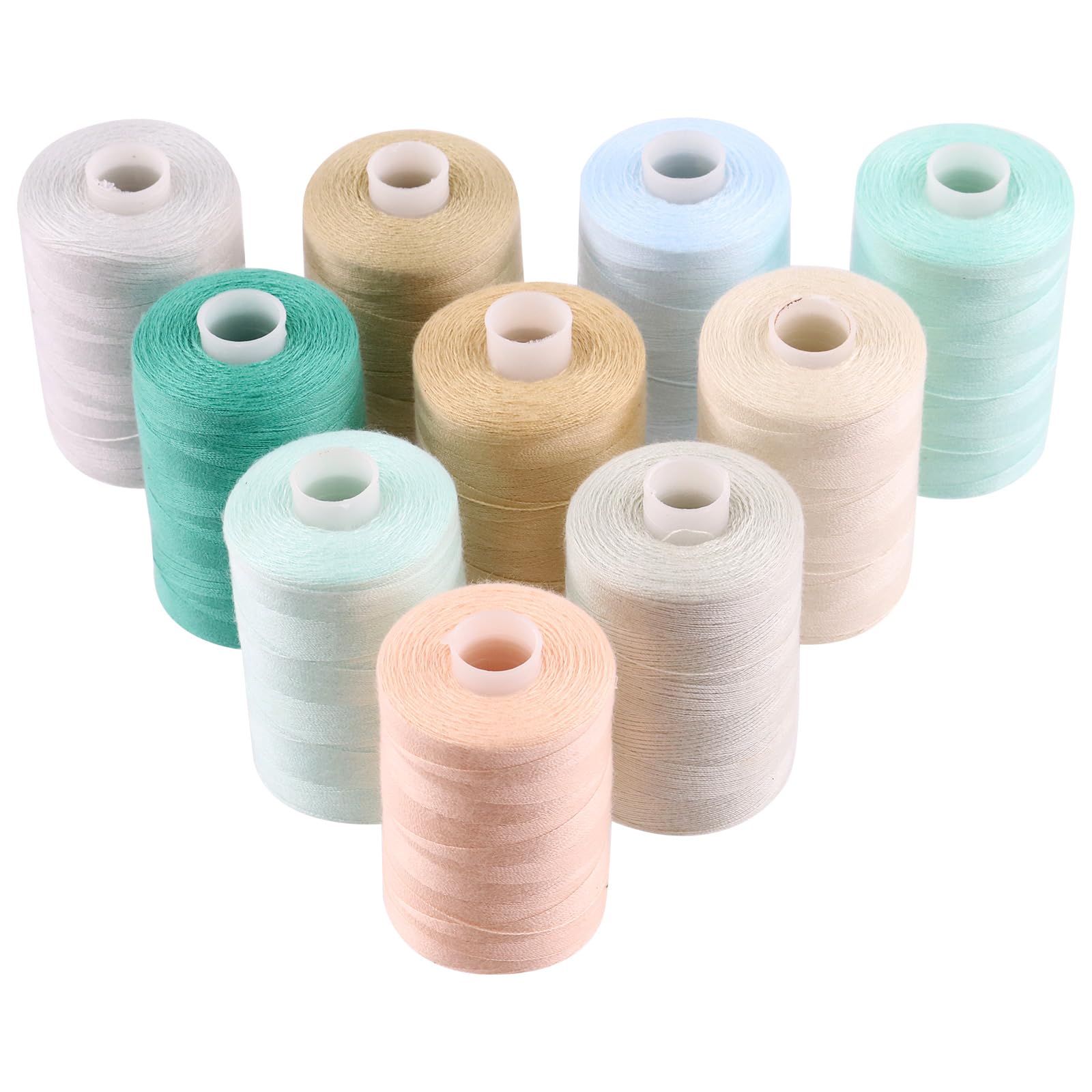Mardatt Sewing Thread Kit, 10 Colors Polyester Threads 1000 Yards Per Polyester Thread Spools, Handy Polyester Sewing Threads Bobbins Sewing Threads Set for Hand Stitching Quilting(Cool Color)