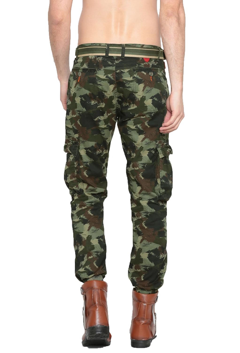 sports52 wear men's cotton green tapered fit printed cargos