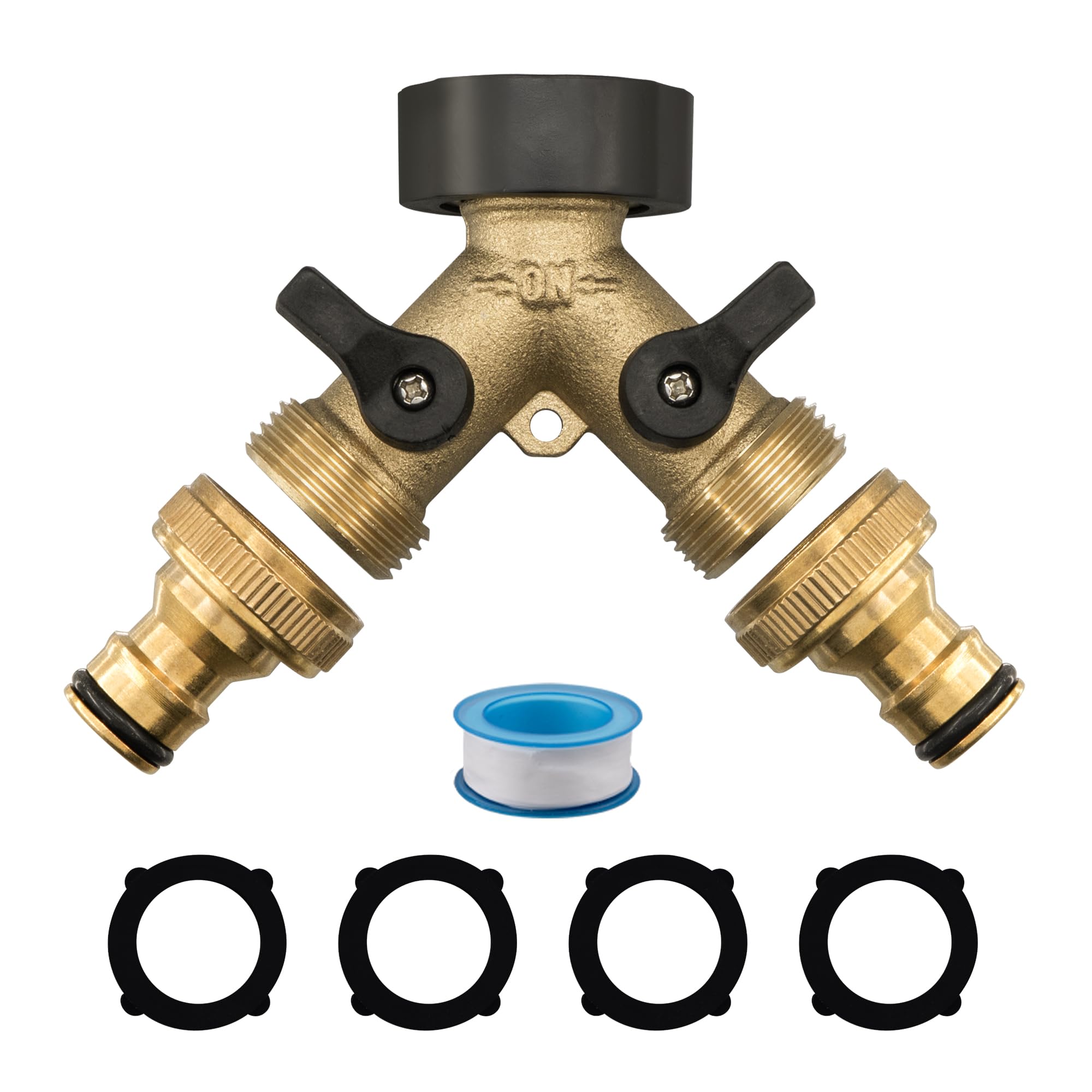 Vancoco Garden Hose Splitter - 2 Way Hose Splitte rwith On/Off Valves, 3/4 inch Garden Hose Connector and Y Splitter, Adapter for Garden Tap, Outdoor Outlet ＆ Spigot