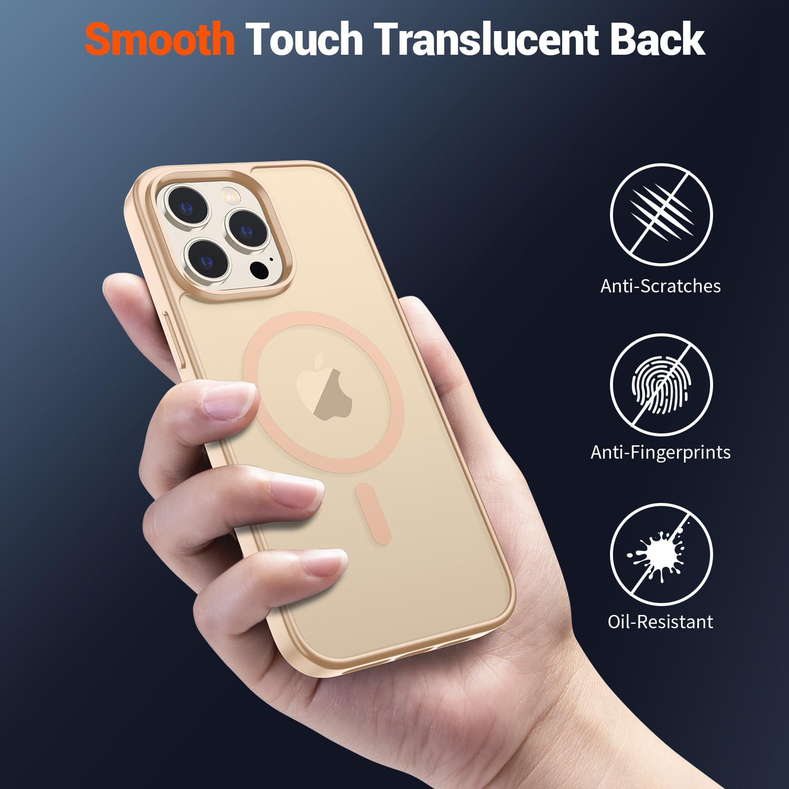 SUPFINE Magnetic for iPhone 15 Pro Max Case (Compatible with MagSafe) (Military Grade Drop Protection) Slim Translucent Matte Shockproof with Anti-Fingerprint Phone Case,Sand Pink