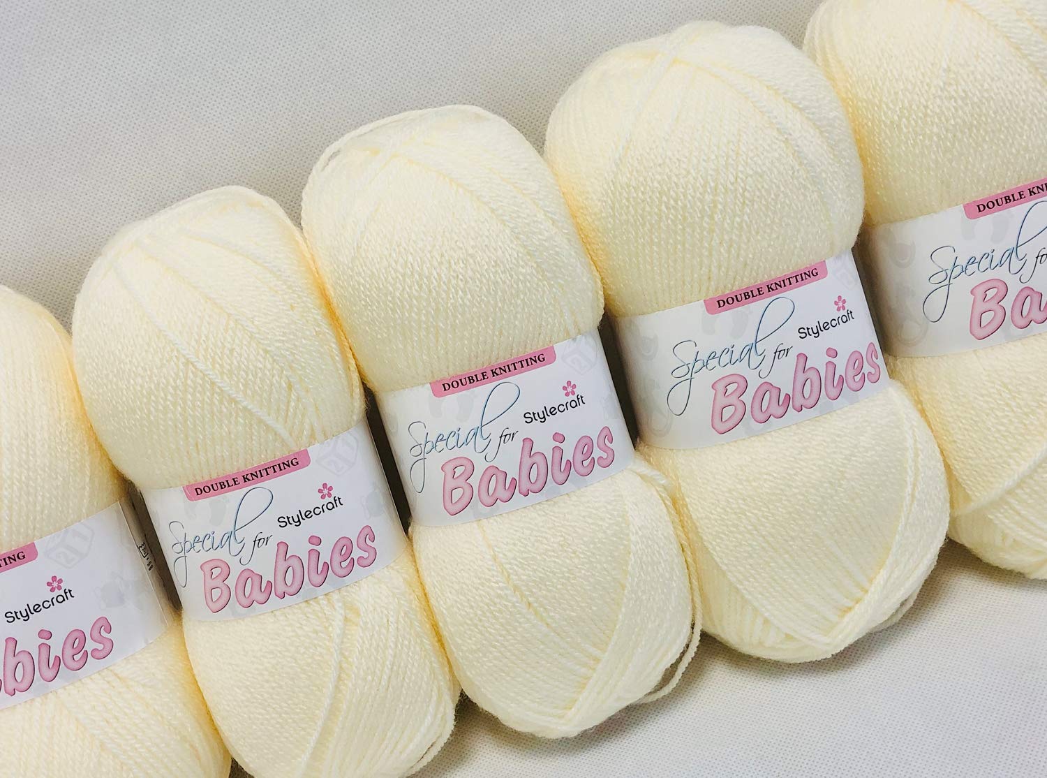 Stylecraft Baby Wool Packs of Five, Cream 1245, 5 x 100g, 5 x 100g, 287 meters, 7 wraps per inch, Wool, Acrylic, Machine Wash, Tumble Dry, Cool Iron
