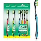 GUM Multi-Clean Toothbrush, Soft Multi-Level Bristles, Medium Head, 4 Count (Pack of 3)