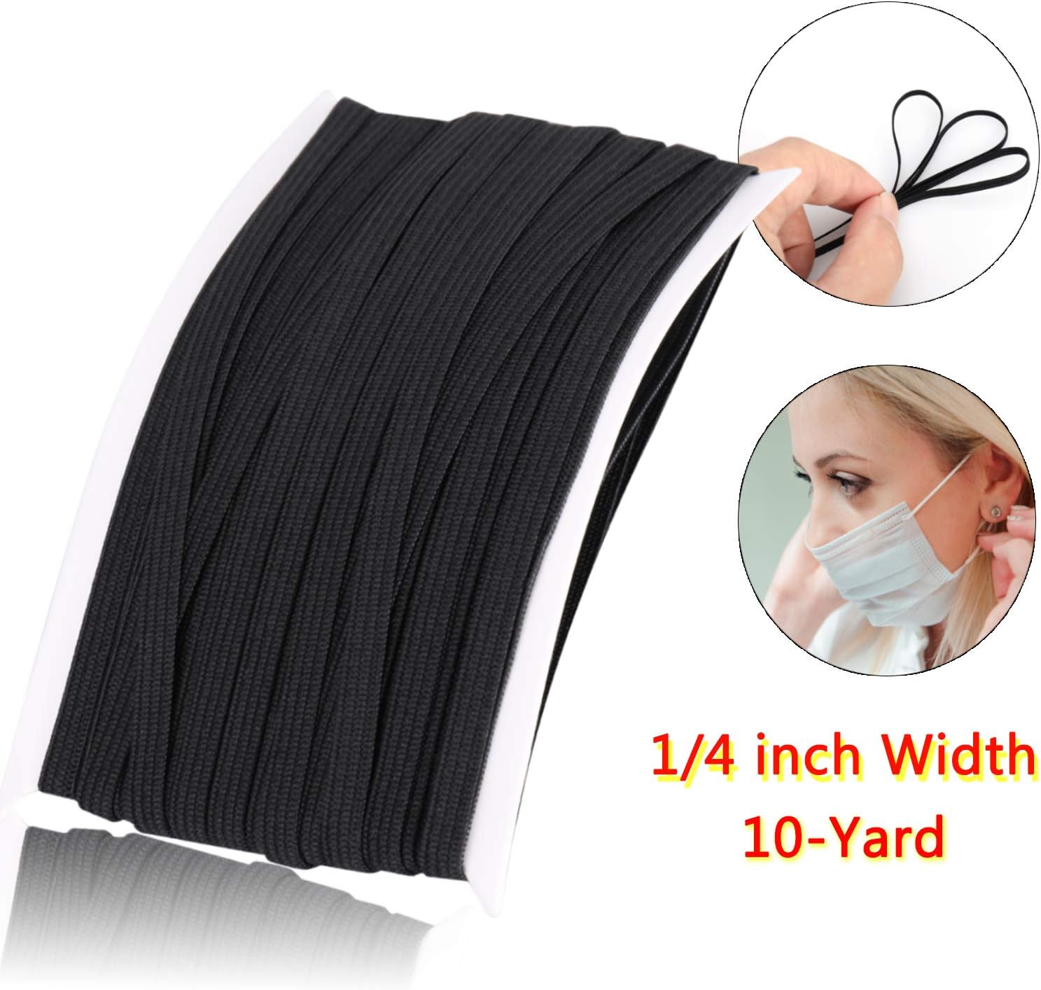 20 yards Elastic Black Band 1//4/" DIY 1//4 inch  Free Shipping US Seller