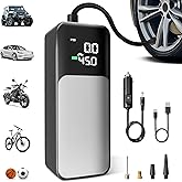 Tire Inflator Portable Air Compressor, 20000mAh Tire Pump for Car Portable, 150PSI Air Compressor Bike Pump with LED, Smart Air Pump for Bike Tires, Motorcycle, Bicycle and Ball