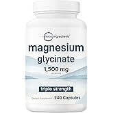 Triple Strength Magnesium Glycinate 1,500mg Per Serving, 240 Capsules | 500mg Per Capsule | Easily Absorbed Chelated Magnesium + Elemental Form | Healthy Muscle, Bones, & Mood Support | Non-GMO