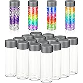 Hoolerry 16 Pcs Empty Plastic Sensory Bottles with Lids Reusable Clear Plastic Sensory Water Bottles for DIY Crafts Handmade Party Decoration(Grey,13.5 oz)
