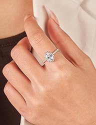 Oivley 1.5CT Oval Halo Engagement Rings for