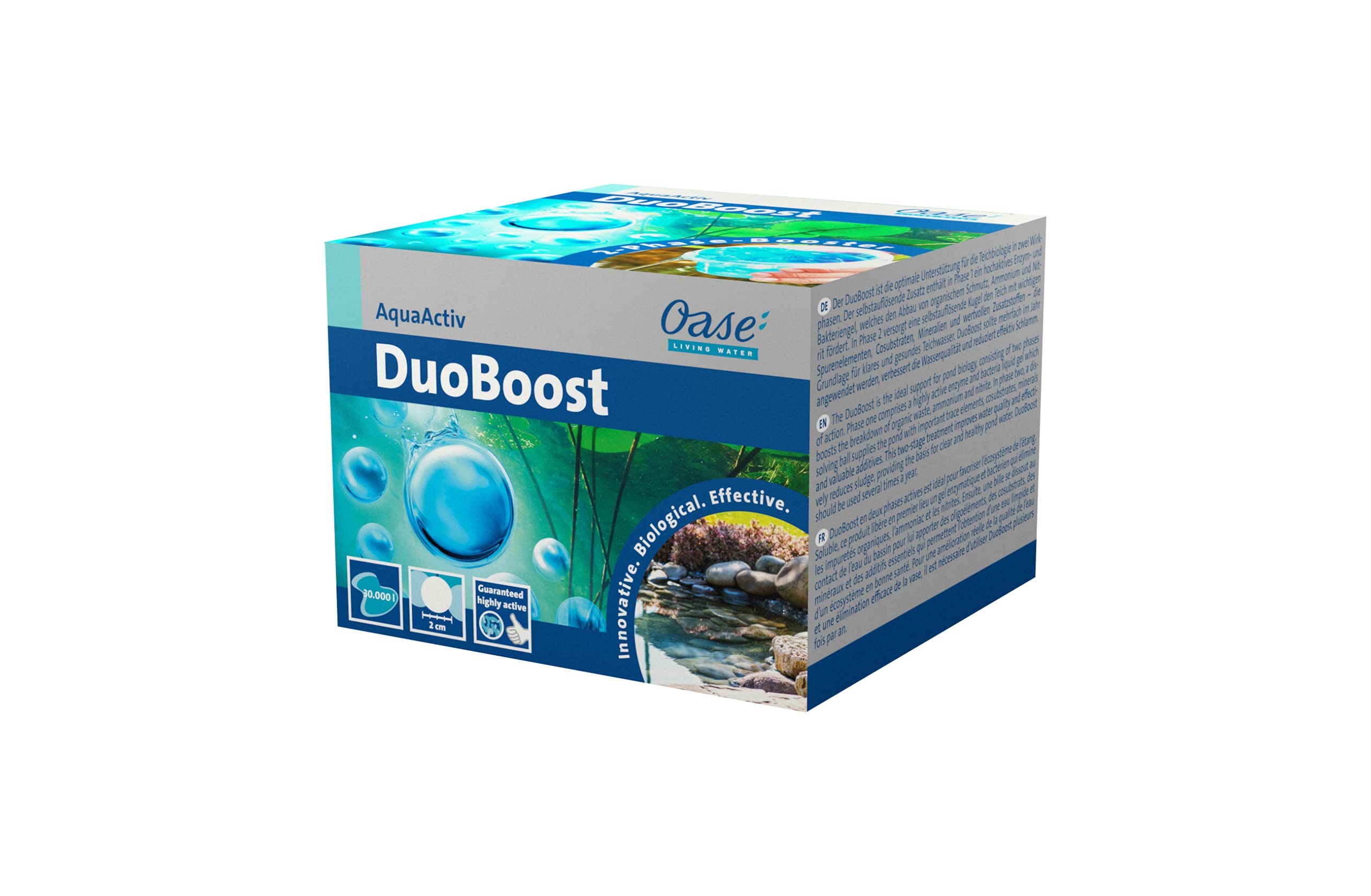 Oase 78111 DuoBoost 2 cm 250 ml - 2-Phase Pond Care Booster, Pond Care Product, Breakdown of Pollutants, Supply with Additives