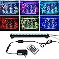 SZMiNiLED 9.05 inch Submersible Aquarium Light, Fish Tank Light with Air Bubble Hole, RGB Color Changing Brightness Adjustable IP68 Waterproof Remote Control LED Light for Aquarium Fish Tank