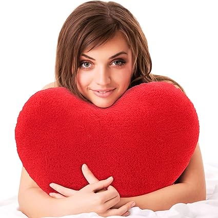 Tickles Love Heart Cushion Stuffed Soft Plush Toy Kids Birthday 42 Cm - Red