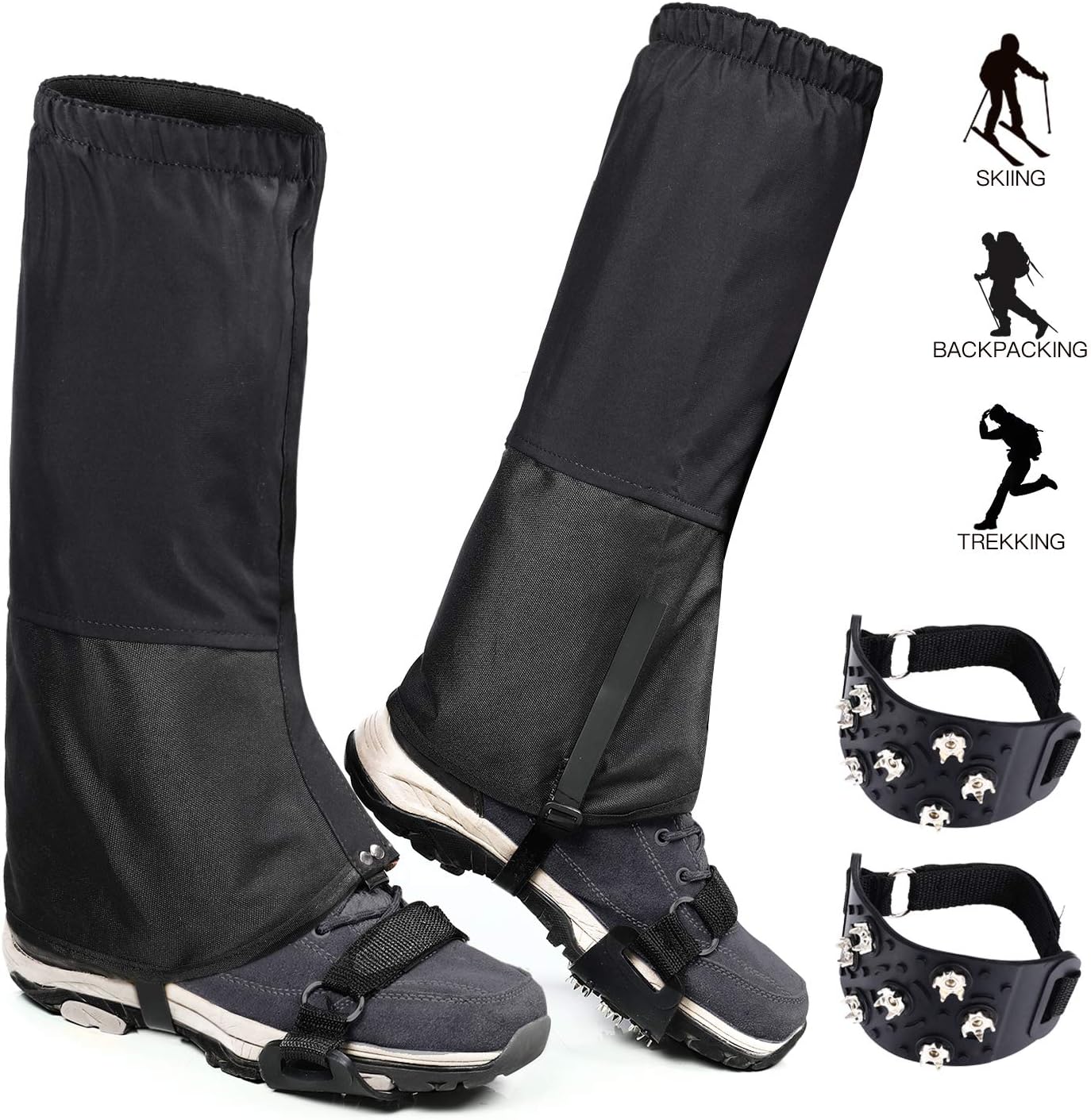 Gafild Leg Gaiters Hiking Gaiters, Snow Waterproof Gaiters Lightweight Anti-Tear Breathable Boot Guardian Mountain Leg Cover Protect with Snow Grips for Outdoor Walking Climbing Hunting Skiing.