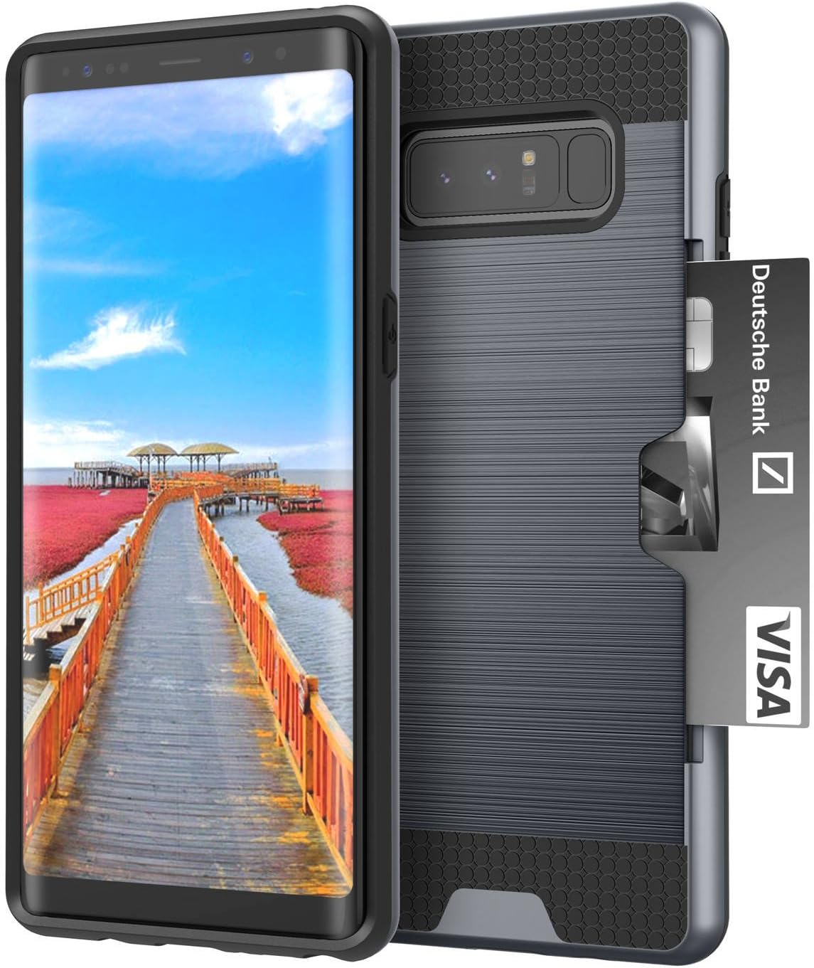 Vmini Samsung Note 8 Case, Note 8 Shockproof Case with Slim Dual Layer Wallet Design and Card Slot Holder, Drawing Cover Design