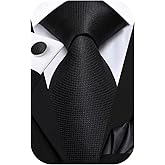 Hi-Tie Mens 70 inches Tie Set Extra Long Necktie With Cufflinks Handkerchief For Big and Tall Men Business Wedding