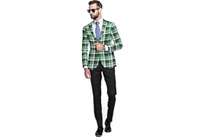 ELINA FASHION Men's Plaid Blazer 2 Button Lightweight Regular Fit Checked Plaid Suit Sport Coat Jacket Casual Daily Dress Jacket Sport Coat