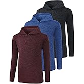 Ullnoy 3 Pack: Youth Boys Long Sleeve Hoodie Shirts dry fit hoodies for teen boys Active Long Sleeve Hoodie Sweatshirts