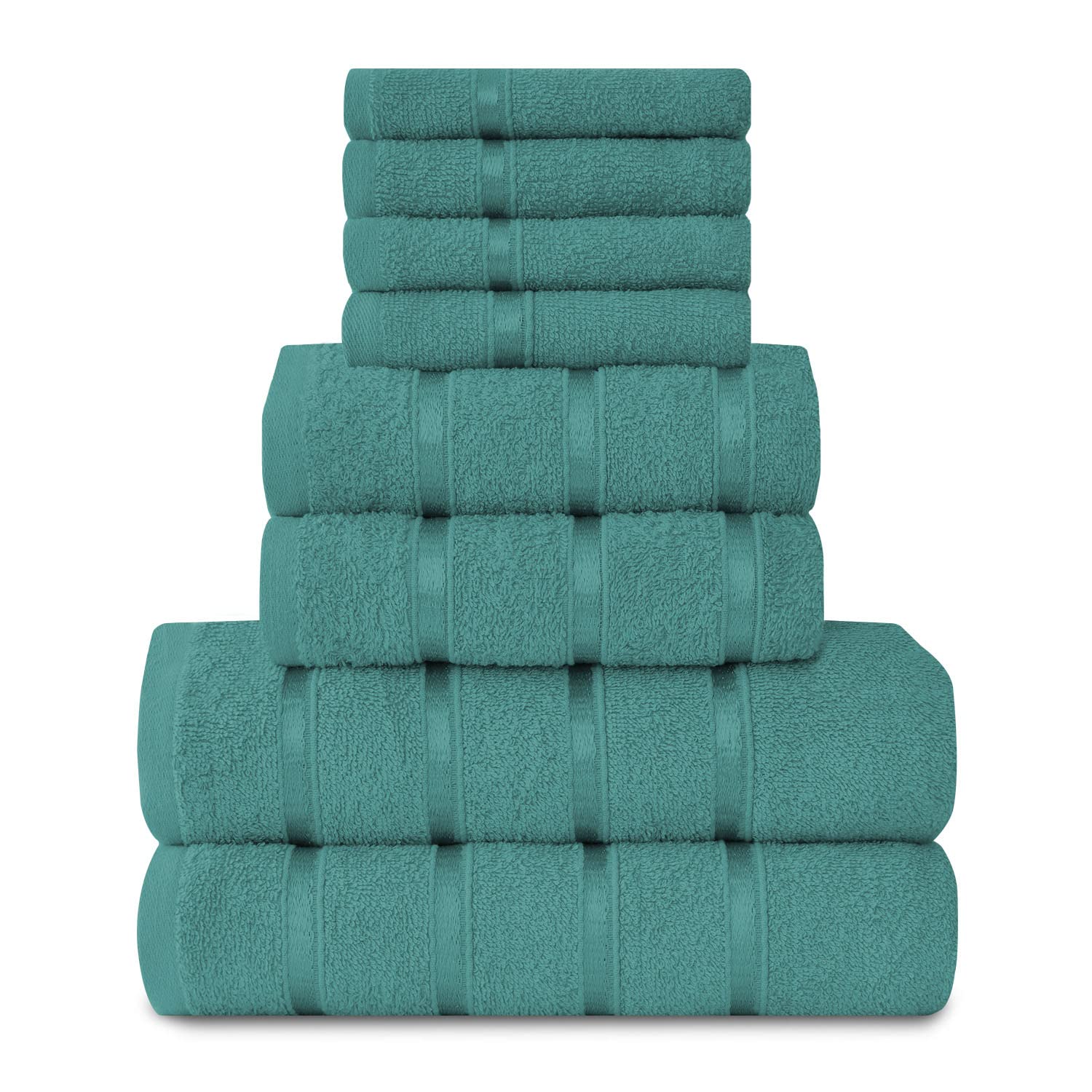 GC GAVENO CAVAILIA Luxury Highly Absorbent Bath Sheet, 100% Egyptian Cotton Soft & Cosy Towels Sets, Teal, 8PK Boston Bale