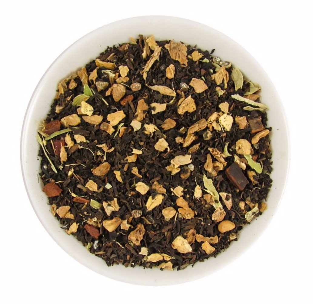 Looseleaf Tea Blend with crushed green cardamom, cardamom seeds and
