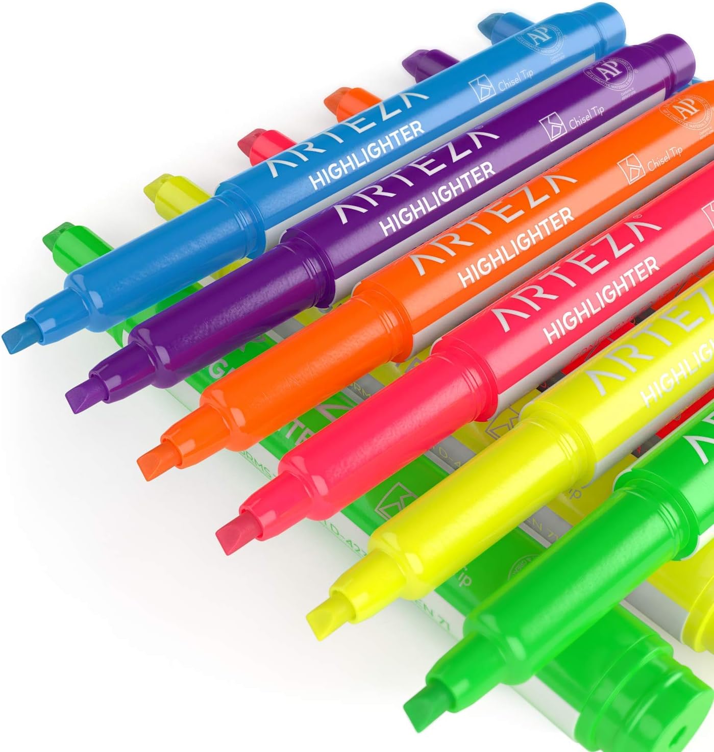 Arteza Highlighters Set of 60, Bulk Pack of Colored Markers, Wide and Narrow Chisel Tips, 6 Assorted Neon Colors, Office Supplies for School, Office, or Home : Office Products