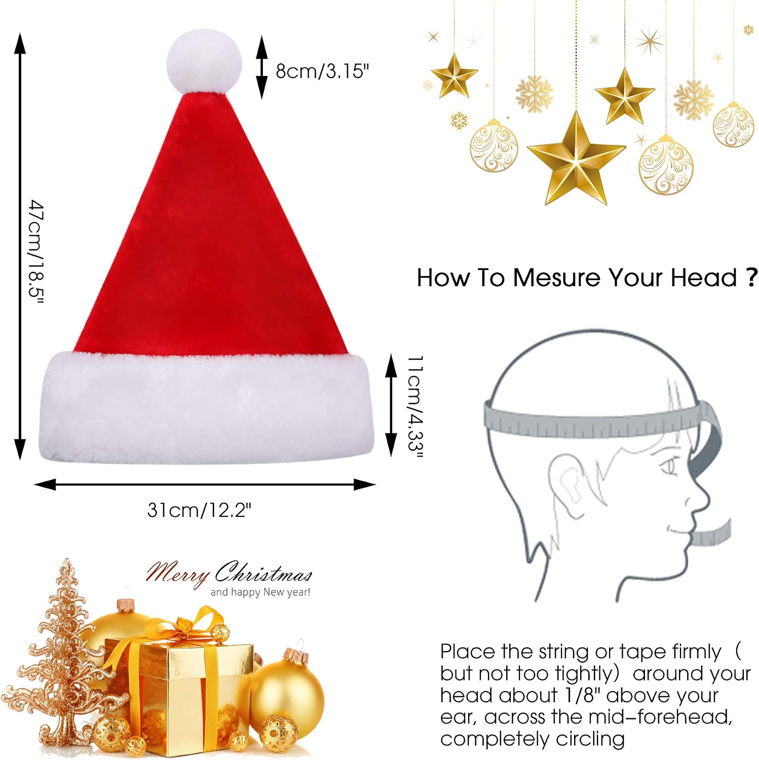 CITÉTOILE Santa Hat, Christmas Hat - Image 5