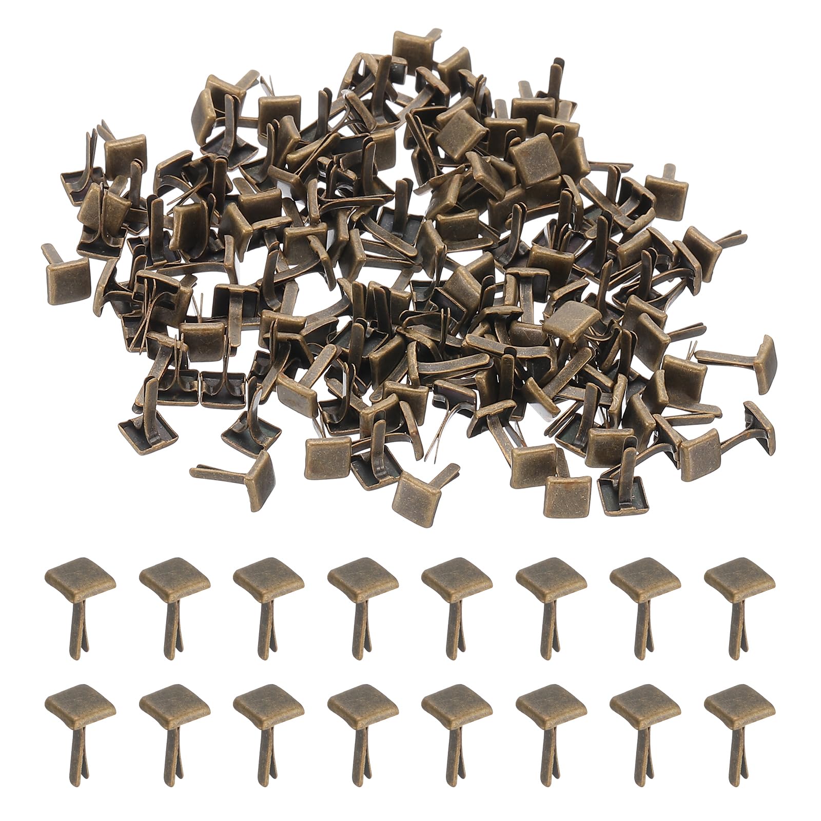PATIKIL Brads Paper Fasteners, 300 Pcs Mini Metal Square Pastel Brads Round Head Fastener Split Pins for Art Craft Scrapbooking DIY Supplies, Bronze, 0.2"x0.2"