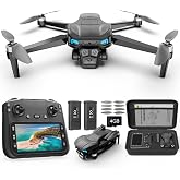 Drone with Camera for Adults 4K, GPS Drone with 4.5" Screen Controller, Brushless Motor, GPS Auto Return, Foldable RC Quadcopter with 60 Min Flight Time, Under 249g, Beginner Gift