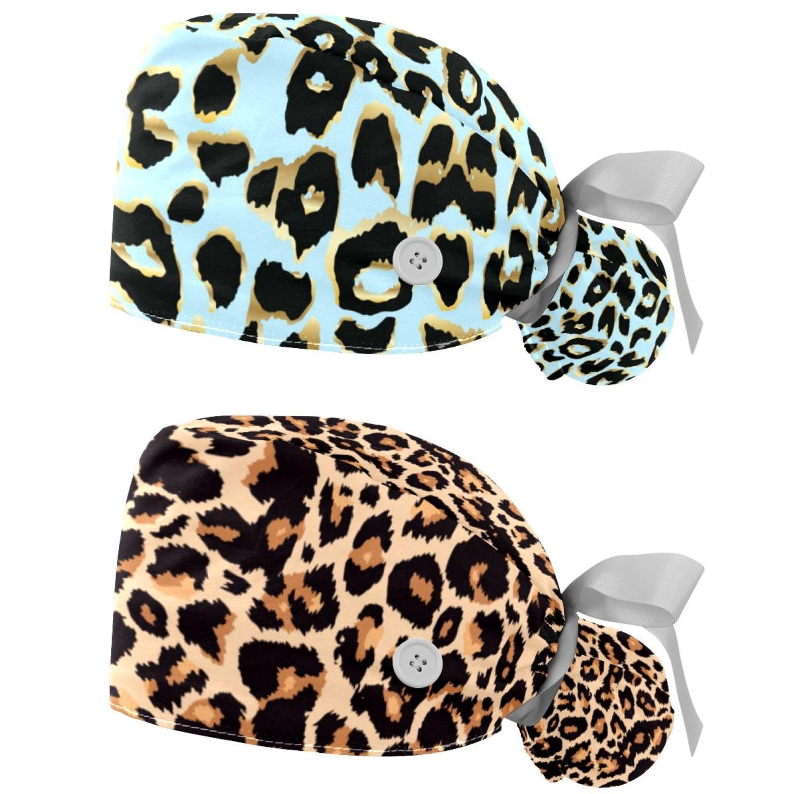 Photo 1 of Generic 2 Packs Leopard Unisex Scrub Caps Surgical Women with Button Adjustable Hats Surgical Caps for Women