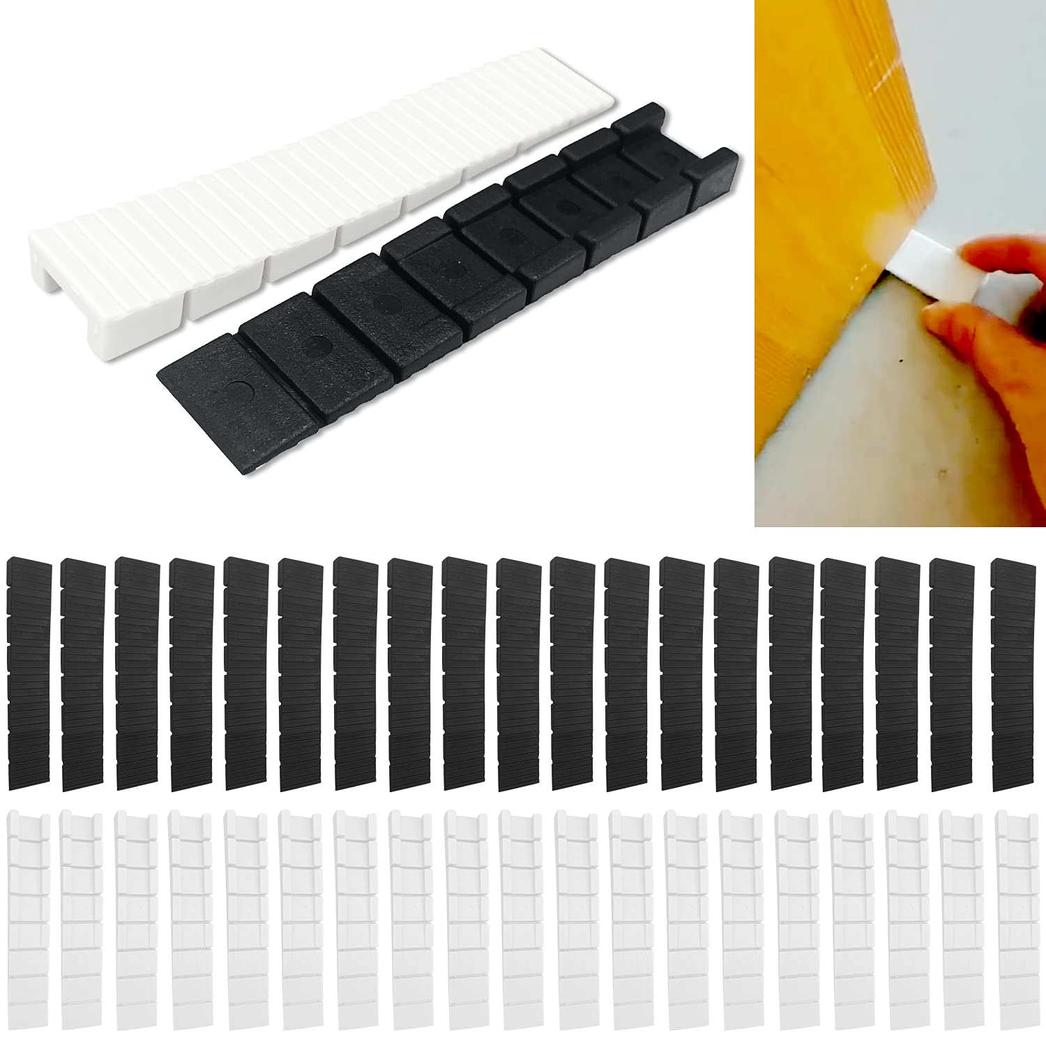 40 Pcs Furniture Wedges Levellers, Plastic Wedges, Furniture Wedges, Plastic Shims, For Leveling Table, Furniture, Doors, Windows, Sheds, Toilet (White,Black)