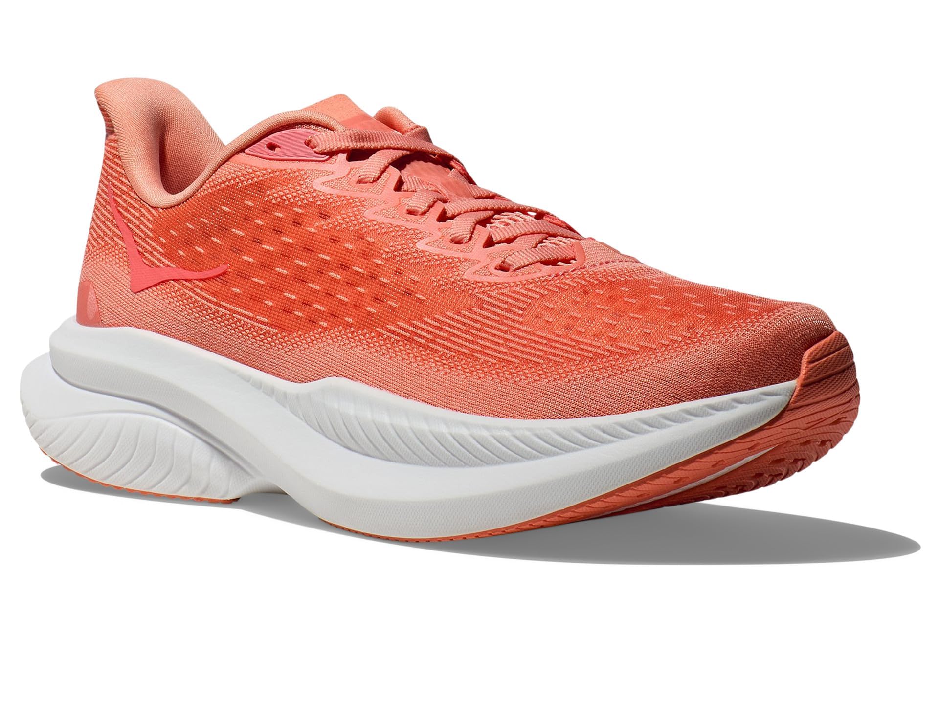 Hoka Women's Mach 6 Sneaker, Guava/White, 10.5