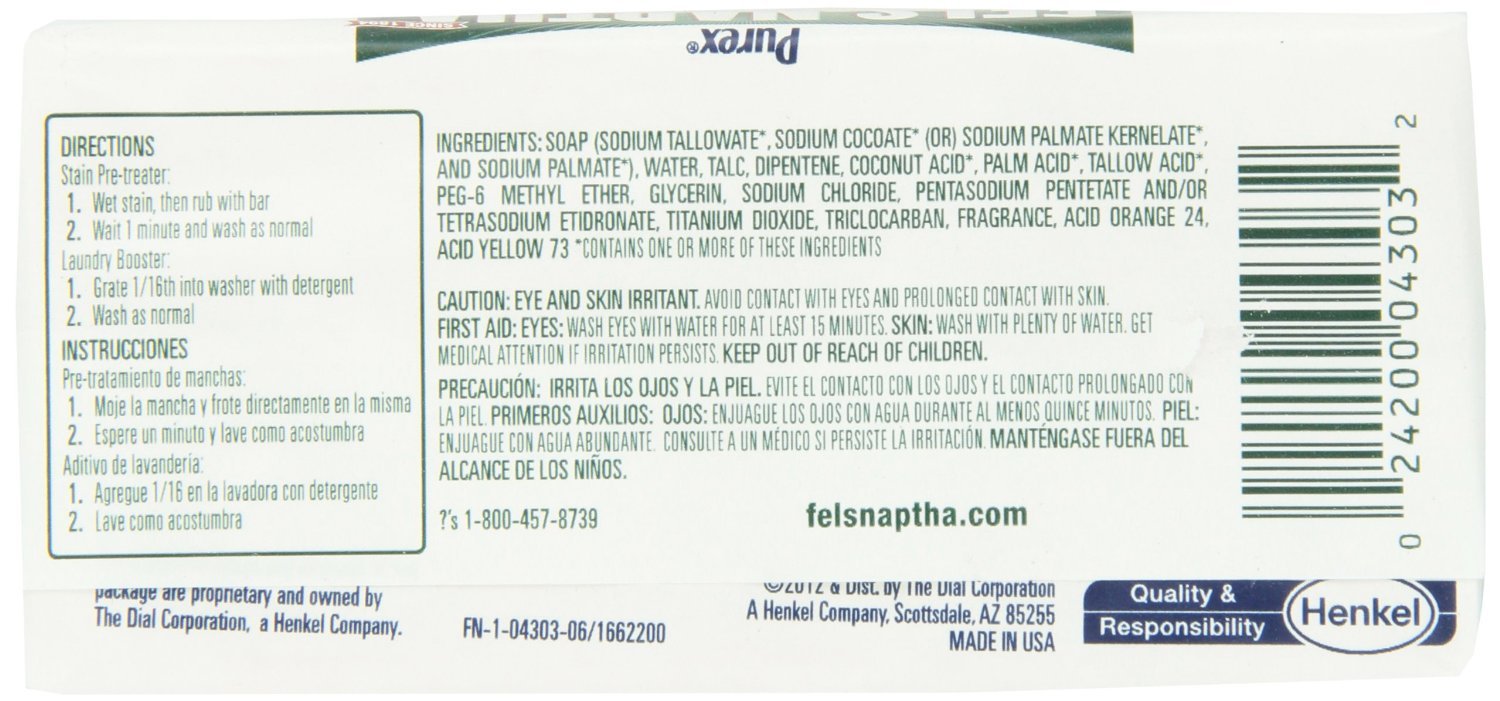Fels Naptha Laundry Bar and Stain Remover, 5.5 Ounce - Pack of 3