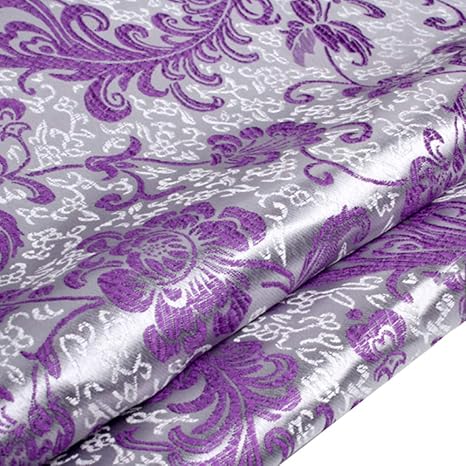 Amazon 中国のどのシルク生地フェニックス花柄ブロケードサテン生地 パープル メーターで販売 布 生地 通販
