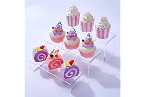 WEITELAI 3 Pcs Acrylic Display Risers, Rectangle Acrylic Risers for Display Suitable for Food Dessert, Perfume, Cosmetics, Jewelry, Collectibles, Puppets, Anime Characters acrylic risers