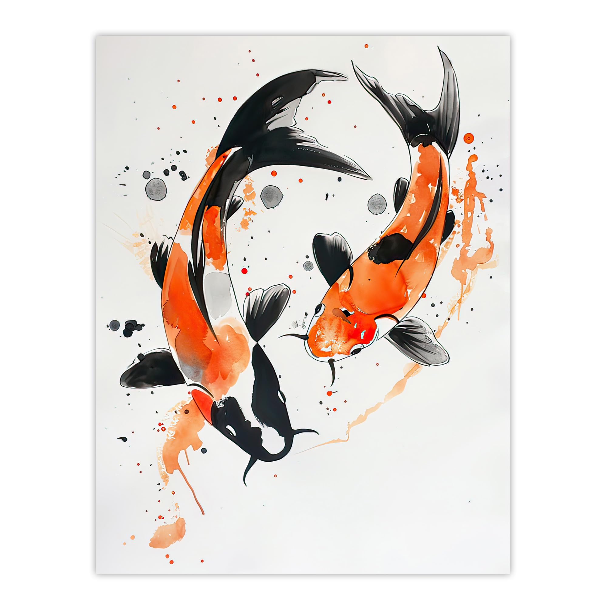 Artery8 Two Koi Carp Japanese Fish Bright Watercolour Bathroom Toilet Extra Large XL Wall Art Poster Print