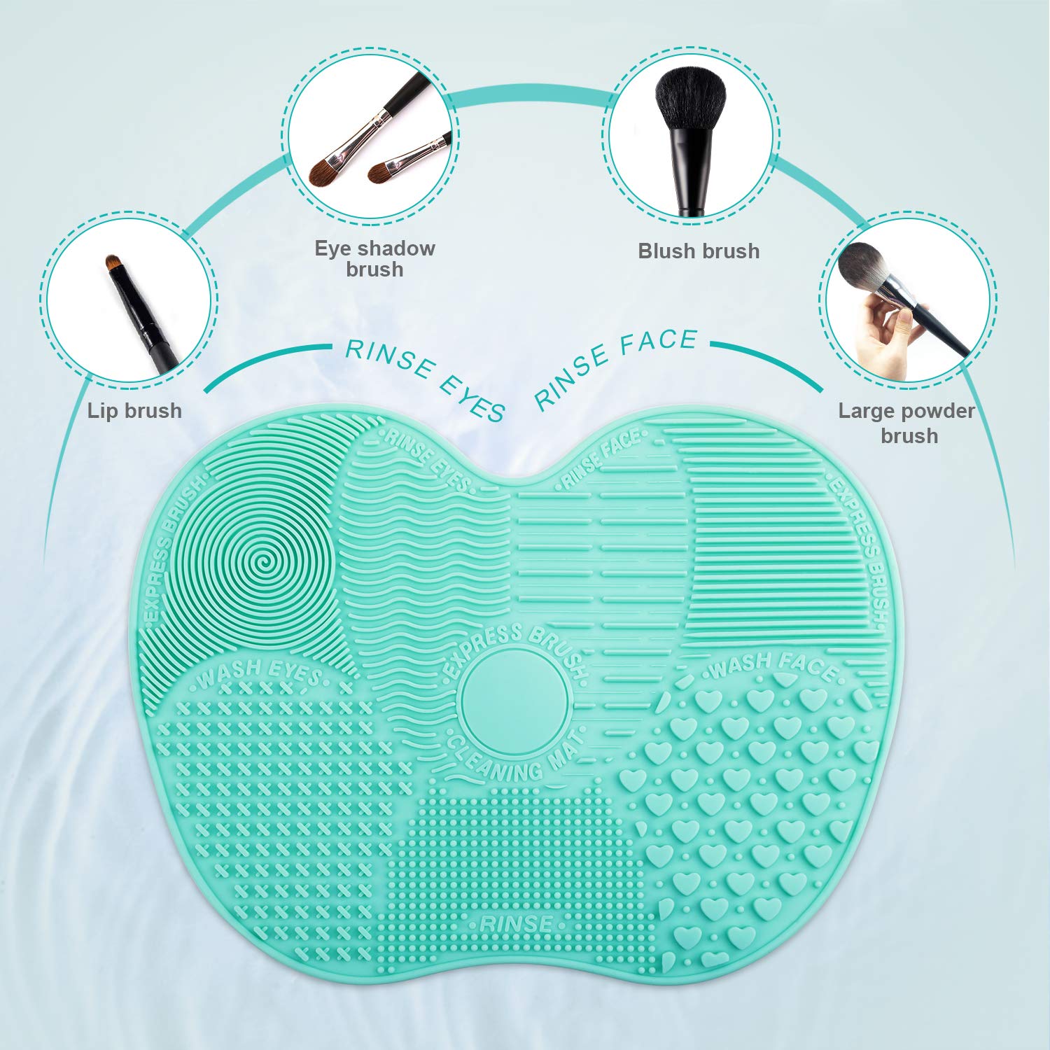 2-Pack Brush Cleaning Mats, Easkep Makeup Cleaner Pad Portable Washing Tool Scrubber with Suction Cup Set of 2 Cosmetic Silicone (Green+Green): Beauty
