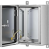 KWONONG Stainless Steel Enclosure, IP65 Waterproof Electrical Box for Indoor and Outdoor Projects, Includes Mounting Plate and Wall Bracket 350&times;250&times;150mm (14"&times;10"&times;6")