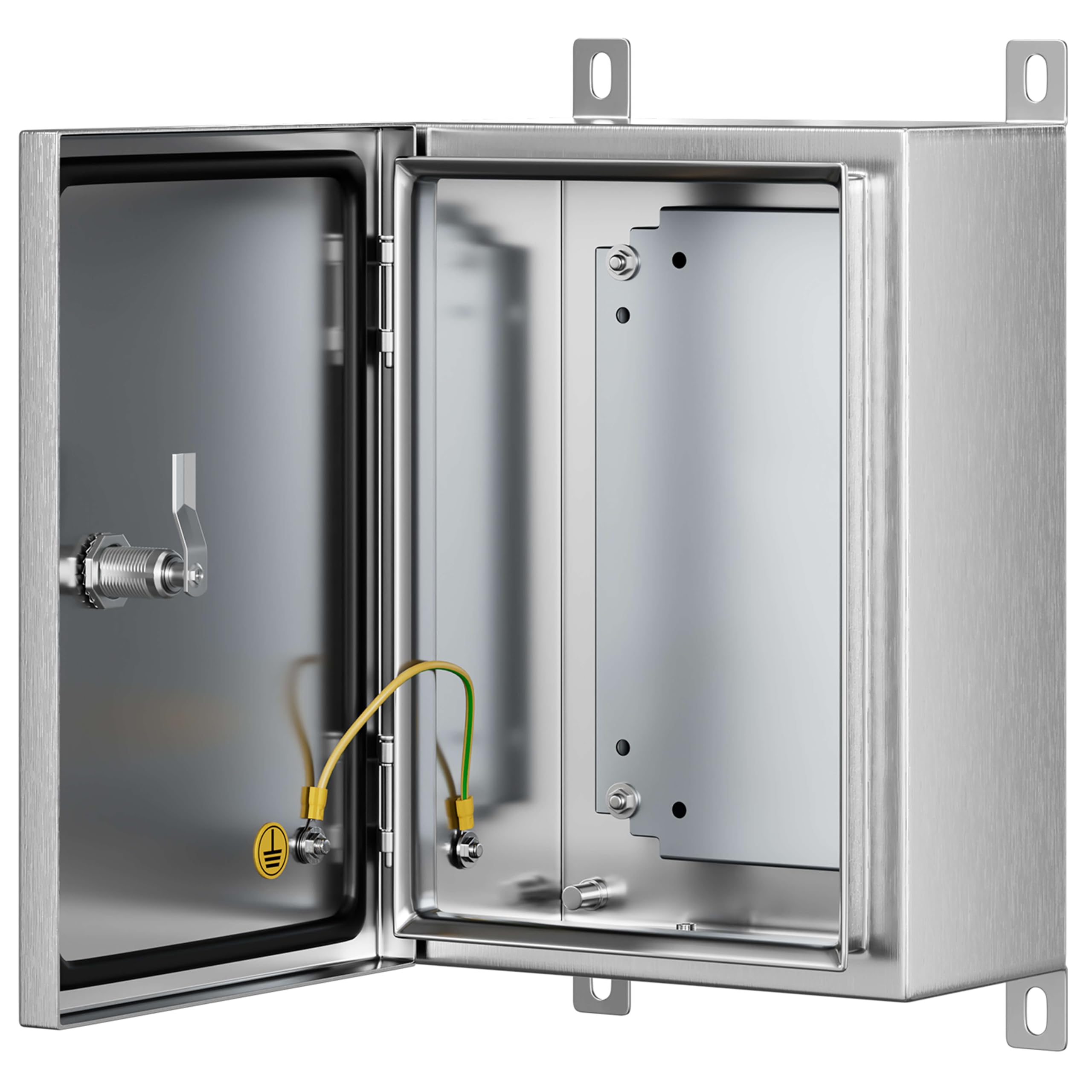 Photo 1 of KWONONG Stainless Steel Enclosure, IP65 Waterproof Electrical Box for Indoor and Outdoor Projects, Includes Mounting Plate and Wall Bracket 350×250×150mm (14"×10"×6")