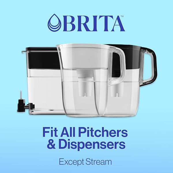 BRITA PLUS WATER FILTER, BPA-FREE, HIGH-DENSITY REPLACEMENT FILTER FOR PITCHERS AND DISPENSERS, REDUCES 2X CONTAMINANTS*, LASTS TWO MONTHS OR 40 GALLONS, INCLUDES 4 FILTERS