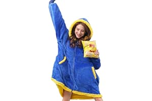 yescool Wearable Blanket Hoodie, Oversized Sherpa Hooded Blanket Sweatshirt, Giant Warm Fuzzy Sweatshirt Blanket with Sleeves, 1pc Double-Sided, One Size Fits All