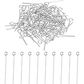 PATIKIL 16mm Open Eye Pins, 150Pcs 23 Gauge Metal Head Pins Needles Eye Pins for Jewelry Making Findings Earring Necklace Bracelet DIY Crafts, Rhodium Color