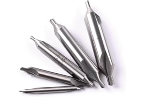 ATOPLEE 5pcs Premium HSS 60° Center Drill Combined Drill & Countersink Lathe Mill Tool Set 1/8 3/16 1/4 5/16 3/8 inch
