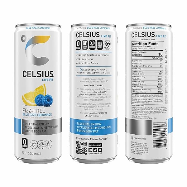 CELSIUS FIZZ FREE BLUE RAZZ LEMONADE 12OZ