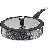 WaxonWare 11 Inch / 4.5 Quart All In One Large Nonstick Frying Pan With Lid - 100% PFOA PTFE APEO Free Stone Non Stick Saute