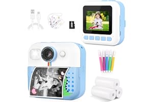 Moizoe Instant Print Camera, Birthday Day Gifts for Kids Boys, 1080P HD Digital Video Kids Camera, Boys Toys Age 4 5 6 7 8 9 