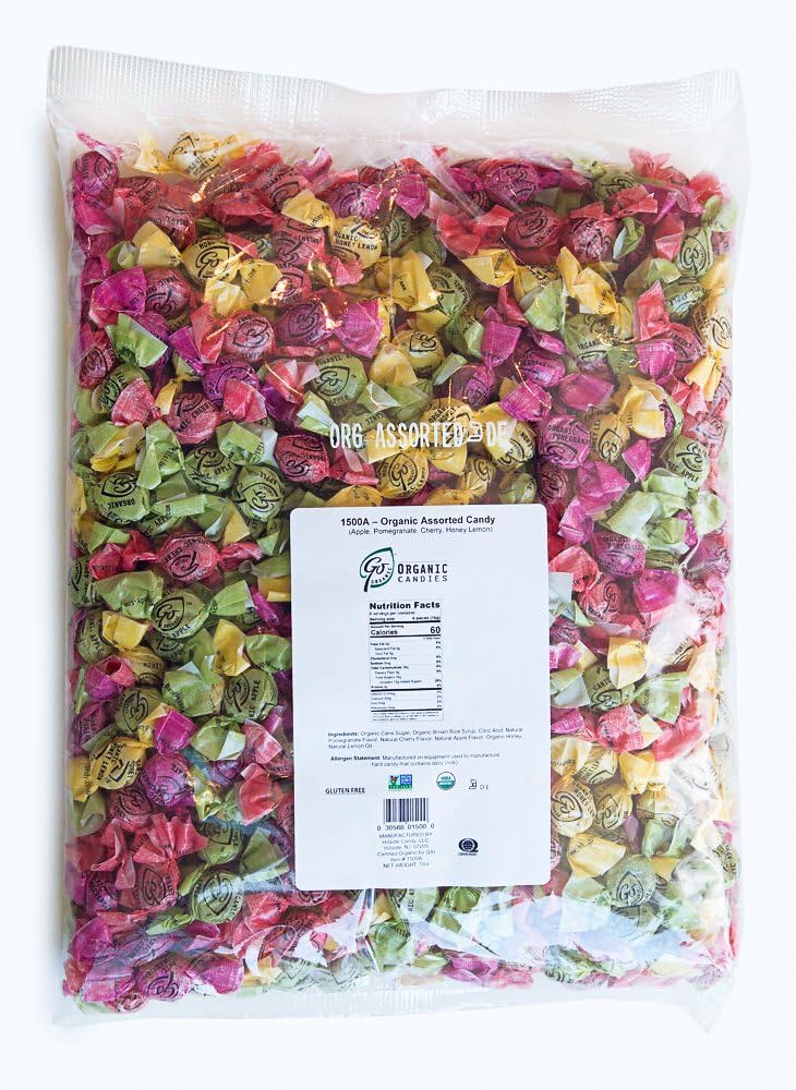 GoOrganic Organic Hard Candy | Apple, Cherry, Pomegranate, Honey Lemon | Certified Organic, Gluten Free, Non GMO, Kosher, No Corn Syrup | 5 Pound Bag of Bulk Candy