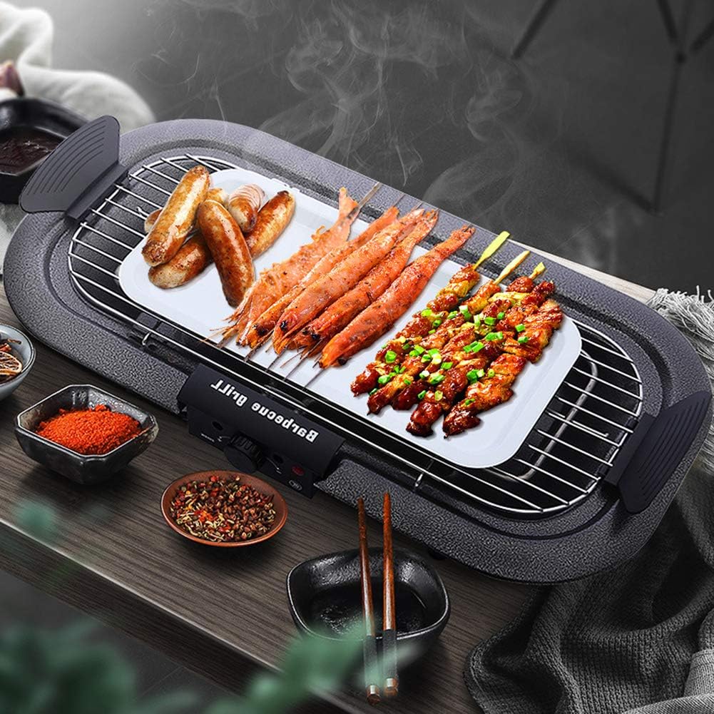 review BUTTERFLYSILK Electric Grill Electric Barbecue Grill Indoor 5 Adjustable Temperature Large Capacity Household Multifunctional Easy to Clean 2000W 220V for Picnic Garden Terrace Camping Party