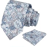 Alizeal Mens 3.15inch Vibrant Floral Necktie with Blooms Pocket Square