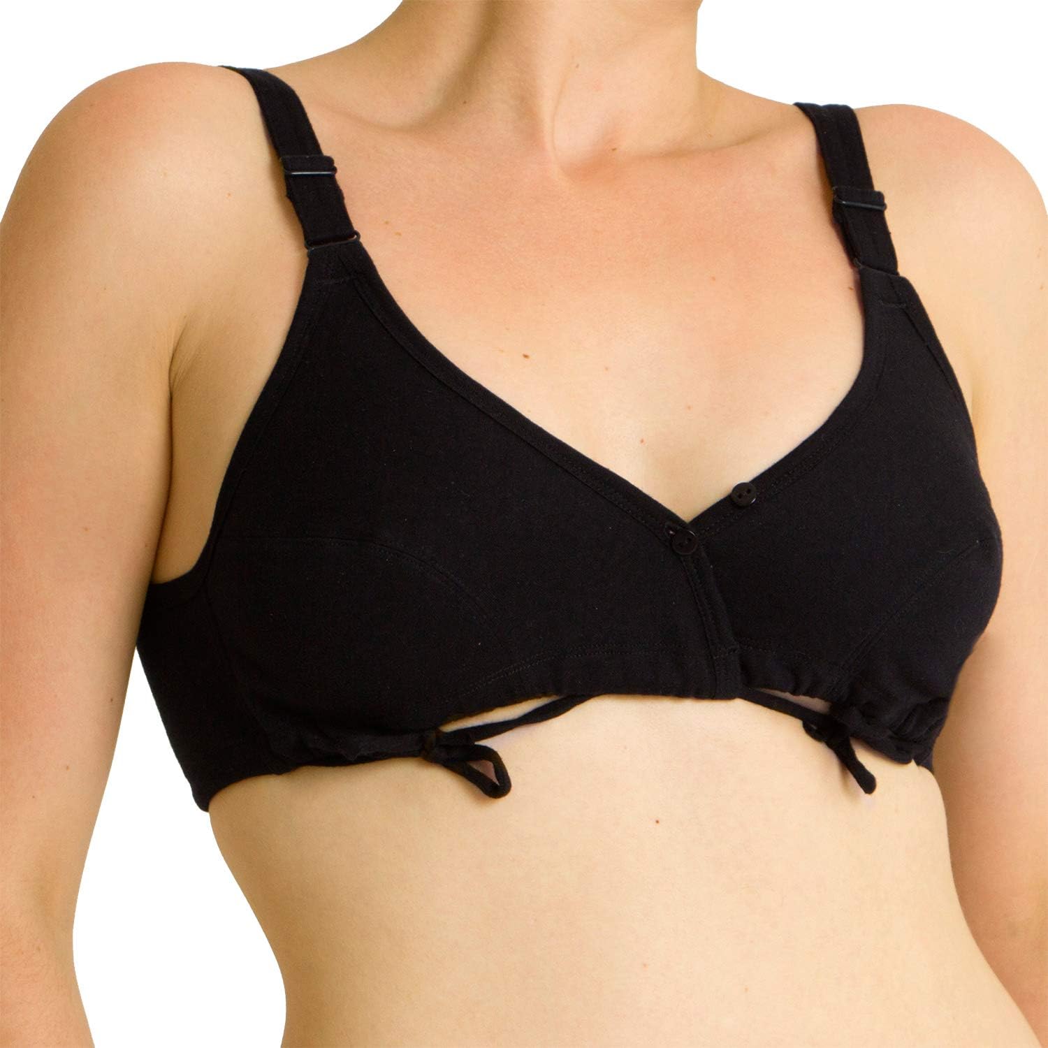 Cottonique Women's Hypoallergenic SideTie Bra Made from 100 Organic