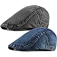 2 Pack Mens Denim Cotton Newsboy Cap Ivy Gatsby Driving Hunting Cabbie Hats