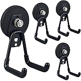 ULIBERMAGNET Heavy Duty Magnetic Garage Hooks,4 Pack Strong Large Magnet Hook for Power Drill,Garden Tools,Hose,Pegboard,Garage, Workshop,Magnetic Storage Hooks for Indoor Outdoor Hanging(Black)