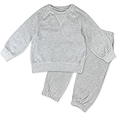 HonestBaby Baby 2-Piece Cozy Velour 100% Organic Cotton Sweatshirt and Jogger Sweatpants Set